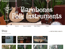 Tablet Screenshot of barebonesfolkinstruments.com